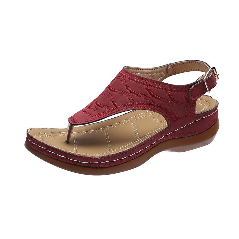 Casual Sandals Women's Wedge Heel Solid Color Flip Flop Sandals - amazitshop