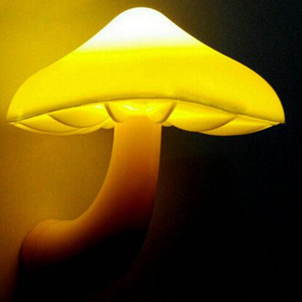 LED Night Light Mushroom Wall Socket Lamp EU US Plug Warm White Light-control Sensor Bedroom Light Home Decoration - amazitshop