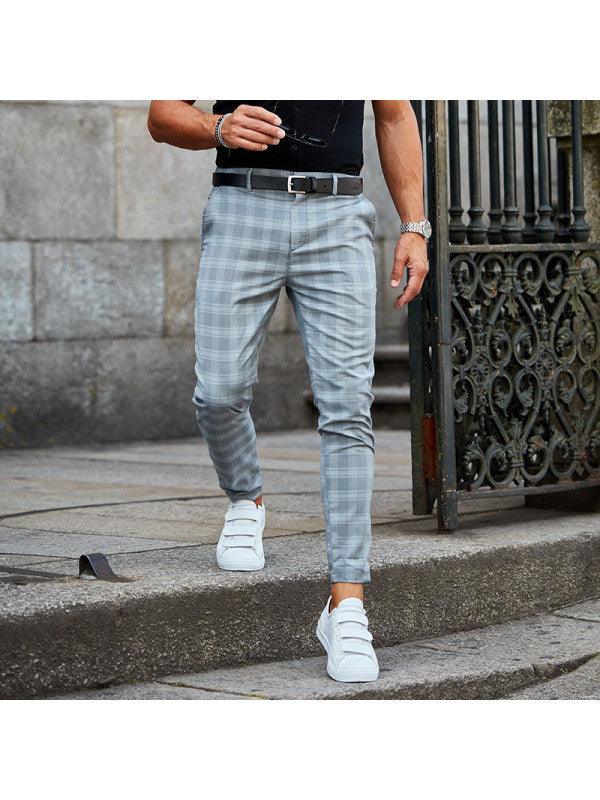 Plaid Print Pants Men's Casual Trousers Loose And Thin - amazitshop