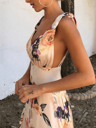 Flower sleek sleeveless sling dress - amazitshop