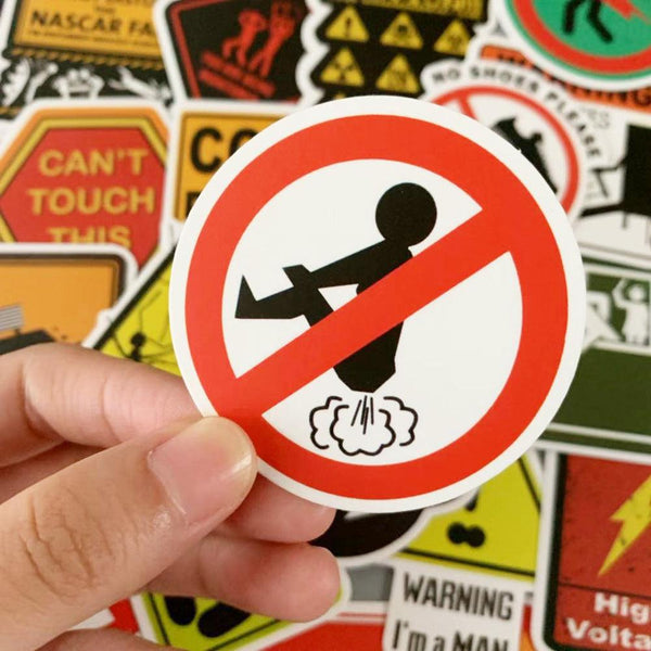 Waterproof 50 removable warning warning sign stickers - amazitshop
