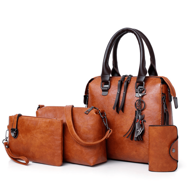 Multi-piece set wave fashion handbag bag retro simple child bag shoulder bag Messenger bag - amazitshop