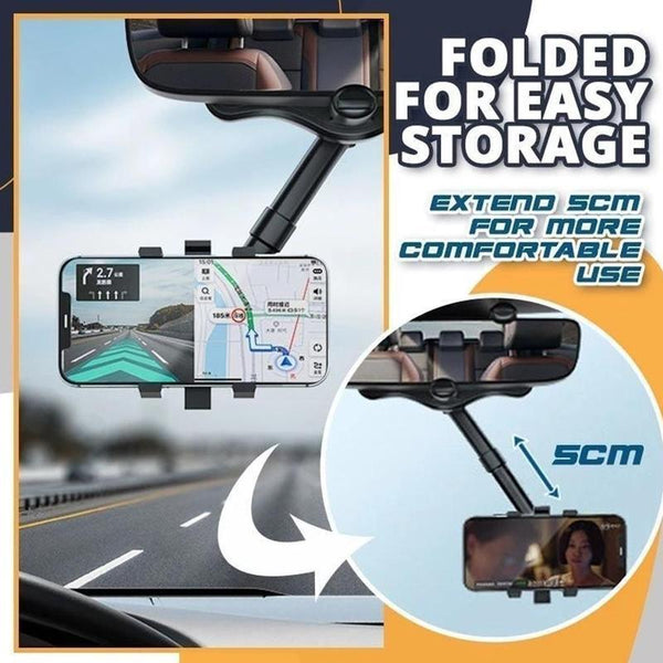 2023 Rearview Mirror Phone Holder For Car Rotatable And Retractable Car Phone Holder Multifunctional 360 Rear View Mirror Phone Holder Suitable For All Mobile Phones And All Car - amazitshop