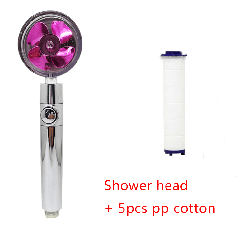 Shower Head Water Saving Flow 360 Degrees Rotating With Small Fan ABS Rain High Pressure Spray Nozzle Bathroom Accessories - amazitshop