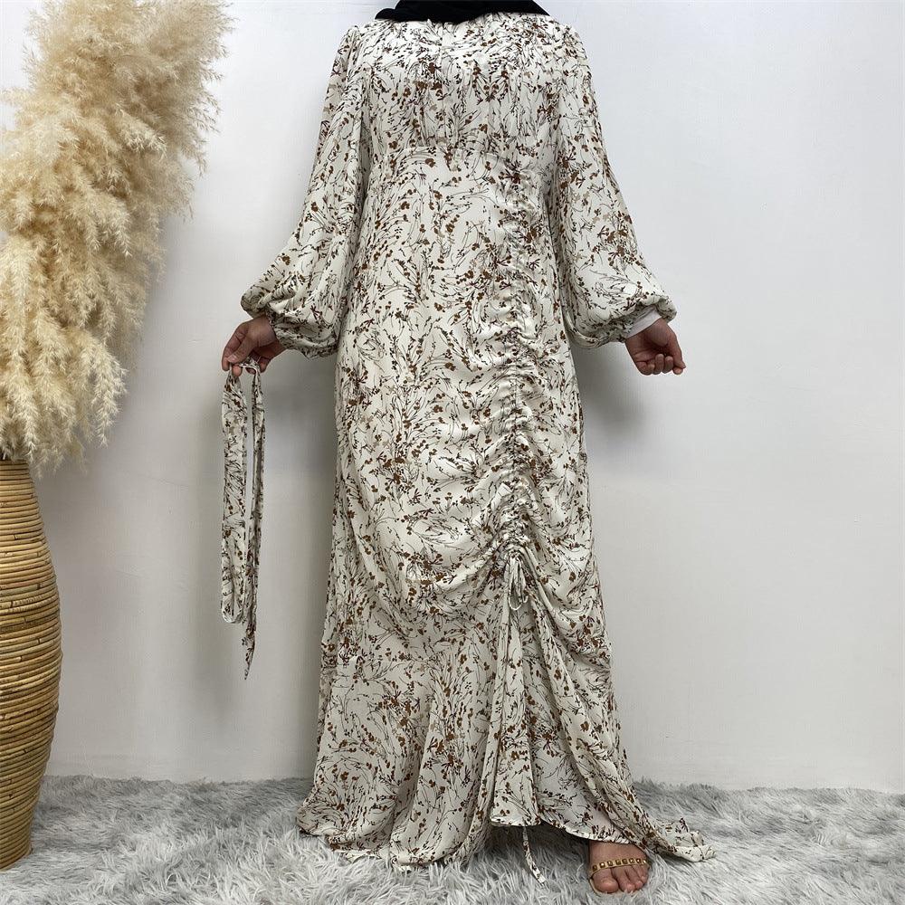 Women's Fashion Floral Round Neck Elastic Dress - amazitshop