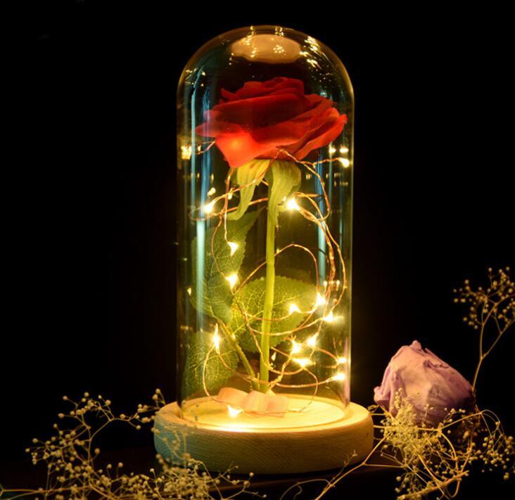 Enchanted Forever Rose Flower In Glass LED Light Christmas Decoration - amazitshop