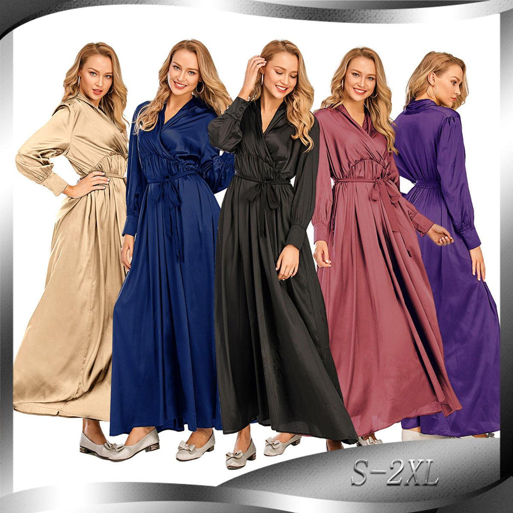 Fashion Women's Long Dress V-Neck Dubai Style - amazitshop