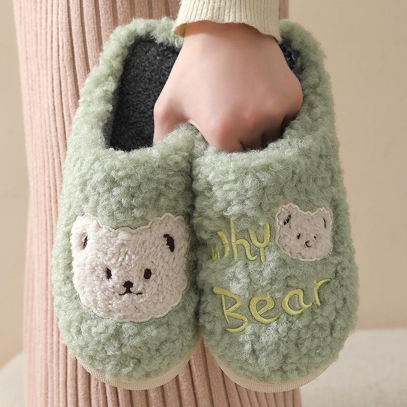 New Bear Slippers Winter Warm House Shoes For Women Couple