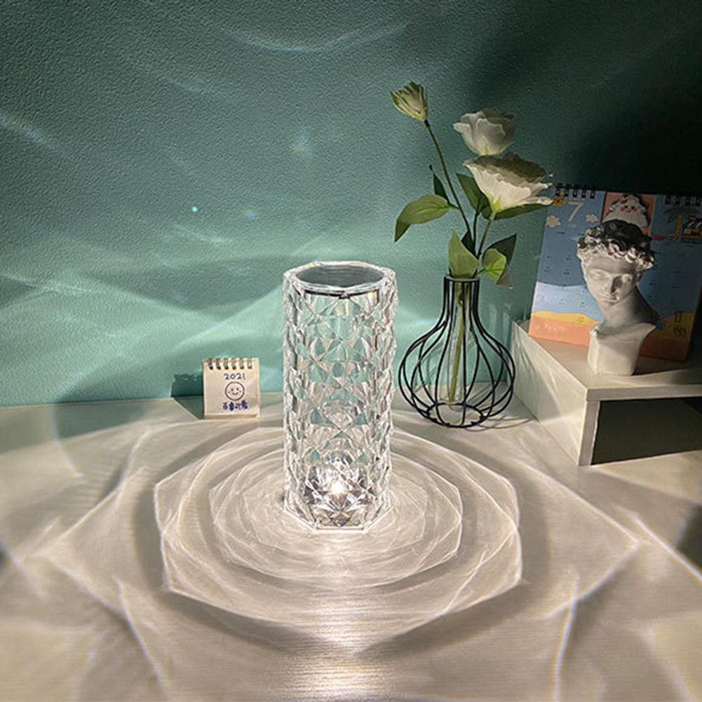 Nordic Crystal Lamp USB Table Lamps Bedroom Touch Dimming Atmosphere Diamond Night Light Rose Projector Lamp Decor - amazitshop