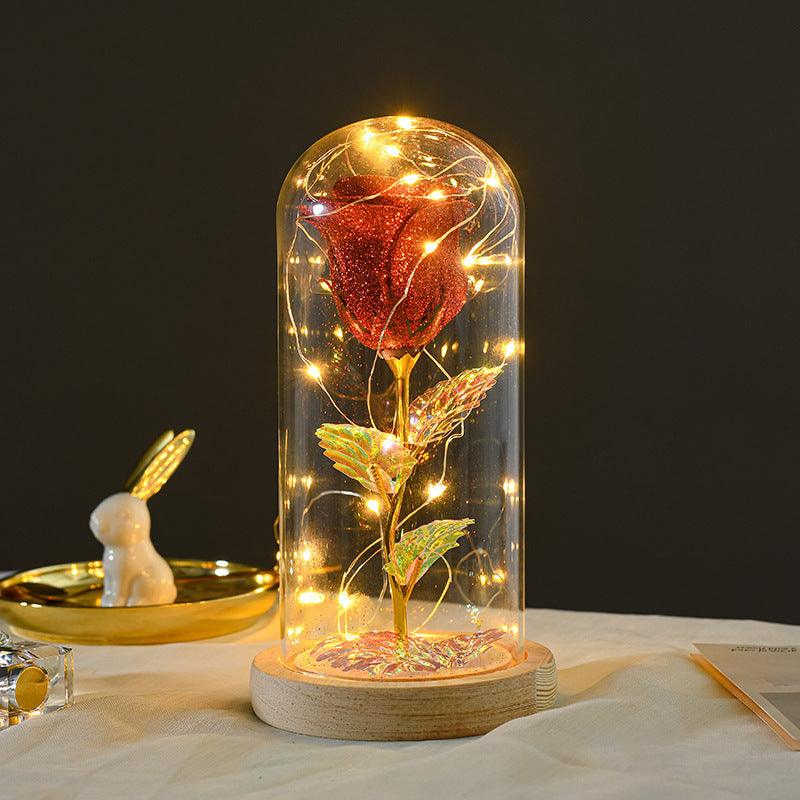 Valentines Day Gift For Girlfriend Eternal Rose Flowers LED Light In Glass Cover Day Wedding Decoration Favors Mother Day Female Gift Gift - amazitshop