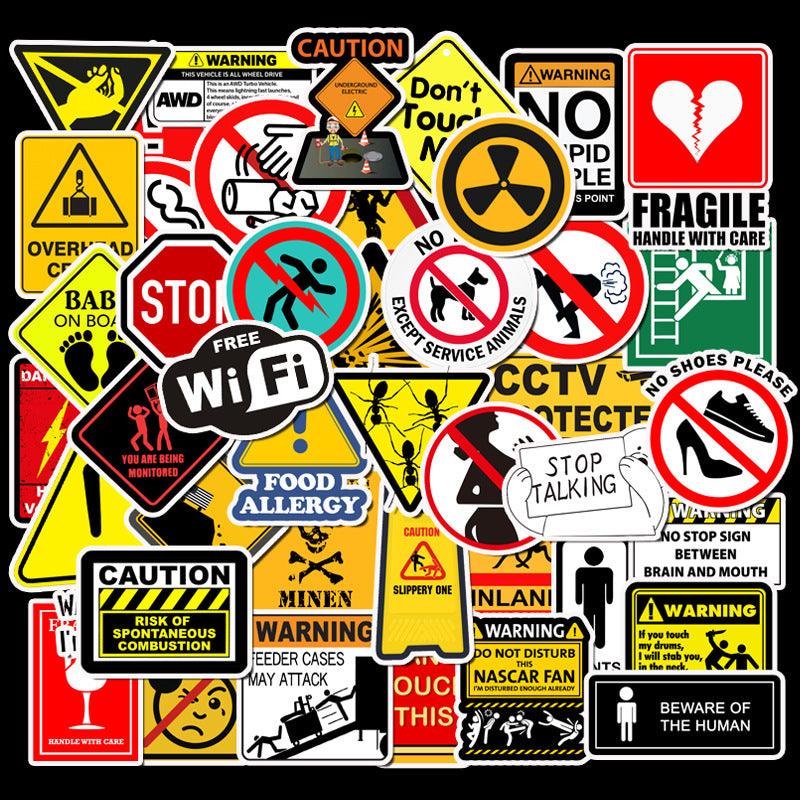 Waterproof 50 removable warning warning sign stickers