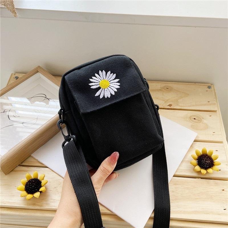 Single Shoulder Fashion Daisy Canvas Messenger Bag - amazitshop