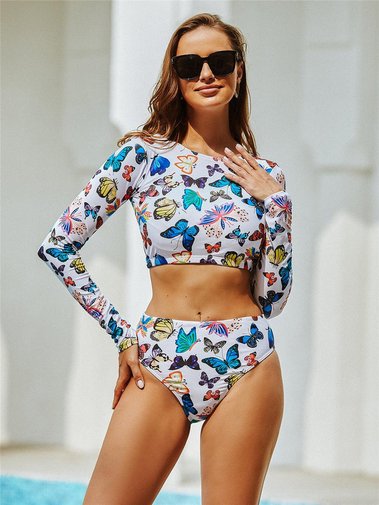 Colorful Animal Print Plus Size Women's Split Swimsuit - amazitshop