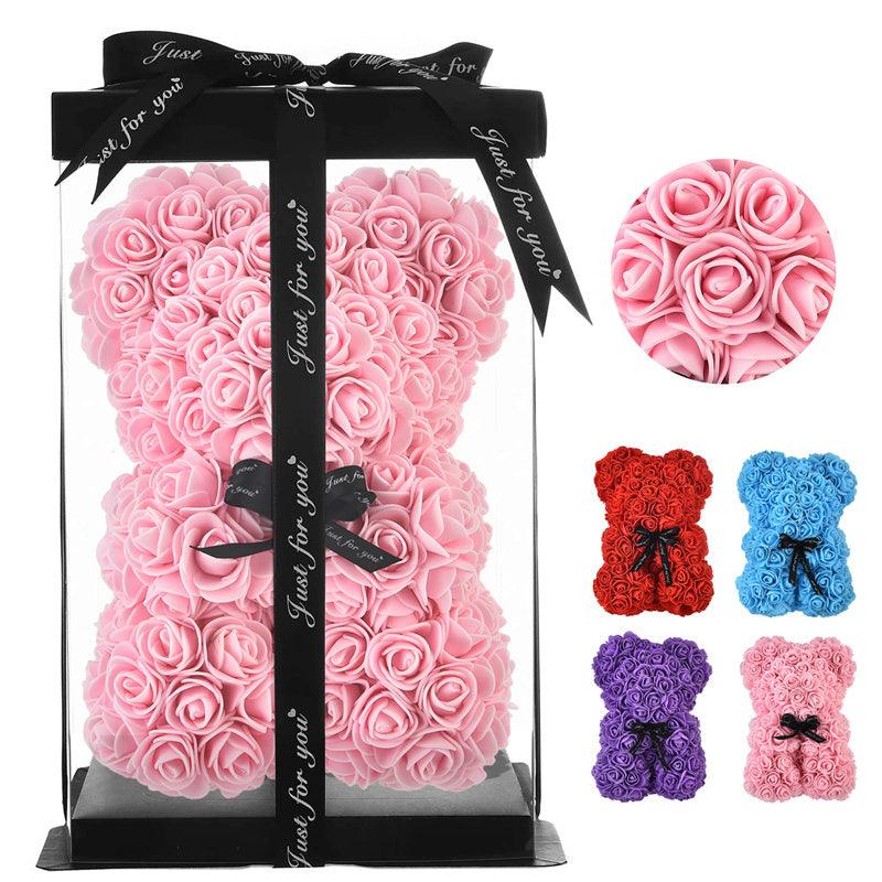 Valentine's Day Best Gift Rose Bear Eternal Flower Rose Teddy Bear 25cm