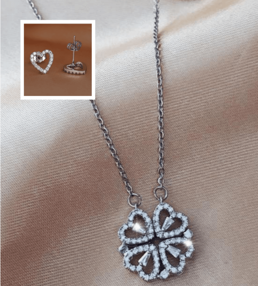 Explosive Style Detachable Deformed Four-leaf Clover Necklace For Women A Multi-wearing Zircon Small Love Short Clavicle Chain - amazitshop