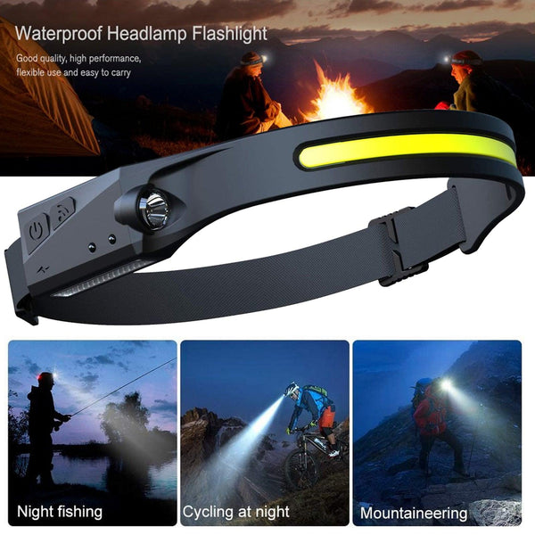COB LED Induction Riding Headlamp Flashlight USB Rechargeable Waterproof Camping Headlight With All Perspectives Hunting Light - amazitshop