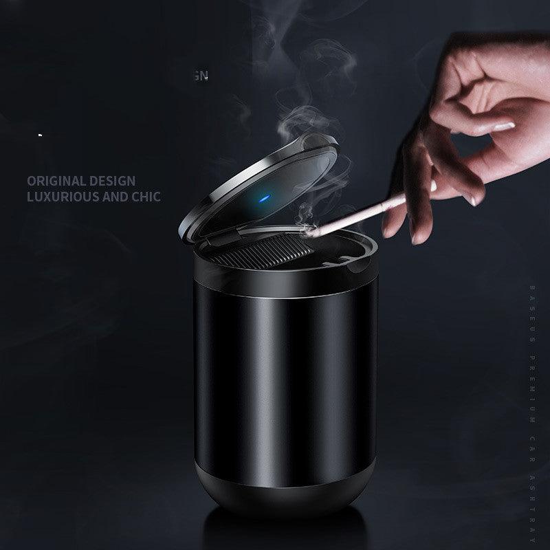 Car Ashtray LED Light Alloy Ash Tray Aluminum Cup Portable Smokeless Auto Ashtray Flame Retardant Cigarette Holder Box - Amazitshop