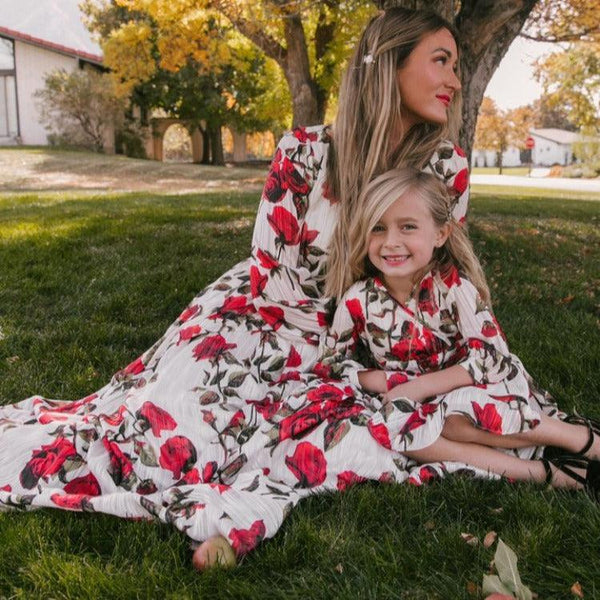 Floral Print Dress For Mother And Daughter - amazitshop