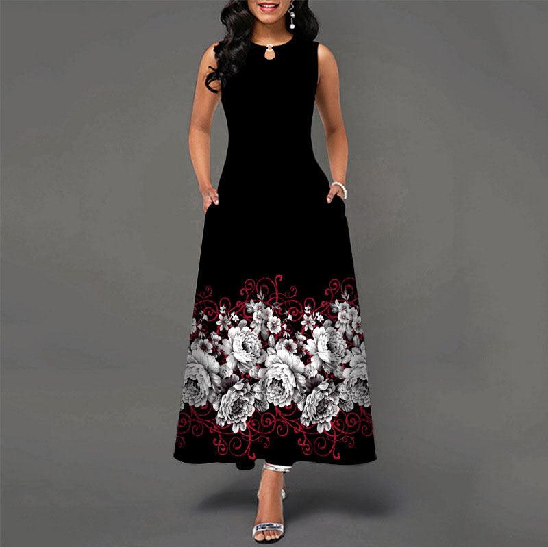 Summer Long Sleeveless 3D Print Dress - amazitshop