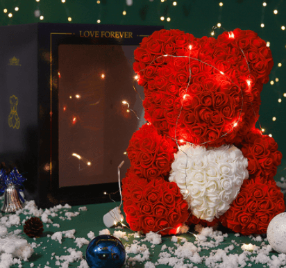 Valentine's Day Best Gift Rose Bear Eternal Flower Rose Teddy Bear 25cm - amazitshop