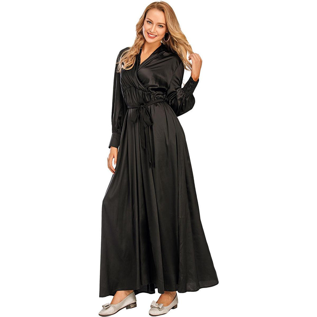 Fashion Women's Long Dress V - Neck Dubai Style - Amazitshop