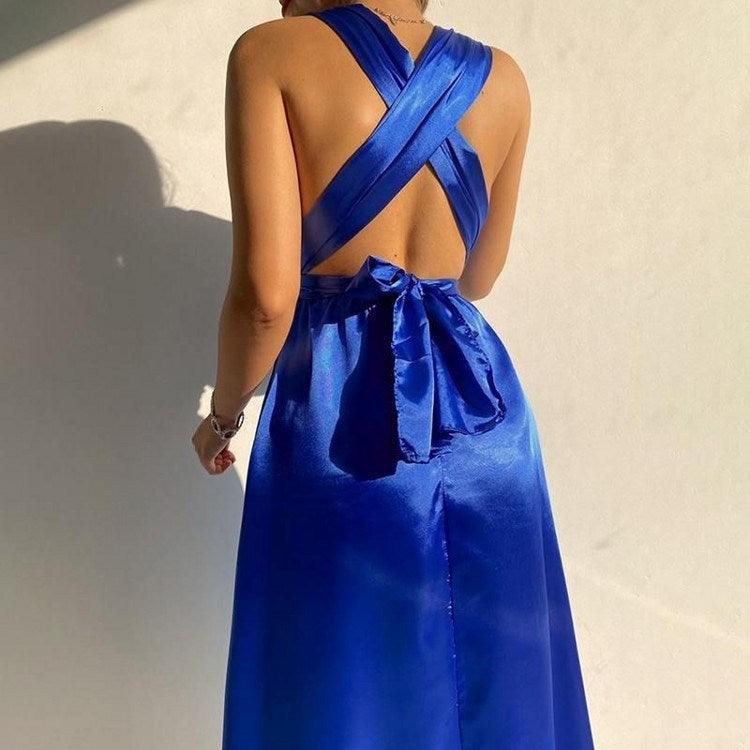 New Wrap Hips Women Dresses Long Sleeve Female Robe Body - con Neck - Amazitshop