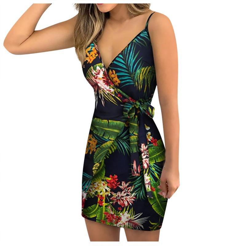 Summer New Sleeveless Sling Print Dress For Women - Amazitshop
