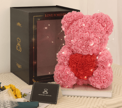 Valentine's Day Best Gift Rose Bear Eternal Flower Rose Teddy Bear 25cm - Amazitshop