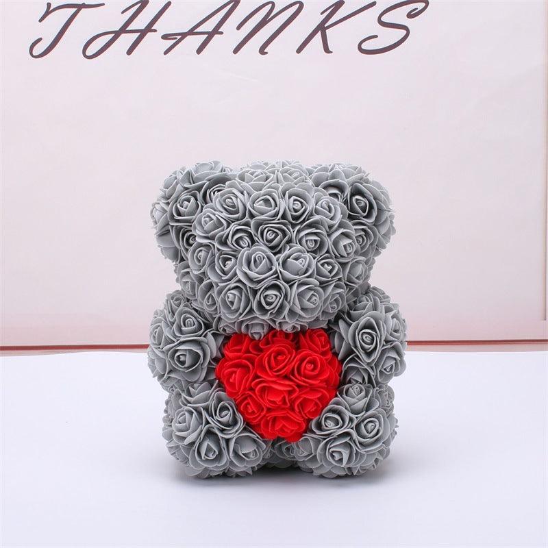 Valentine's Day Best Gift Rose Bear Eternal Flower Rose Teddy Bear 25cm - Amazitshop