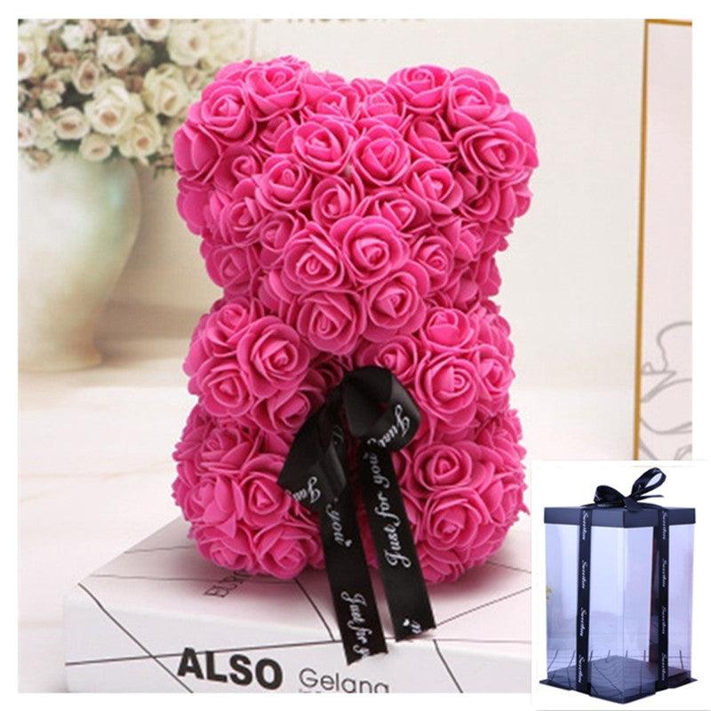 Valentine's Day Best Gift Rose Bear Eternal Flower Rose Teddy Bear 25cm - Amazitshop