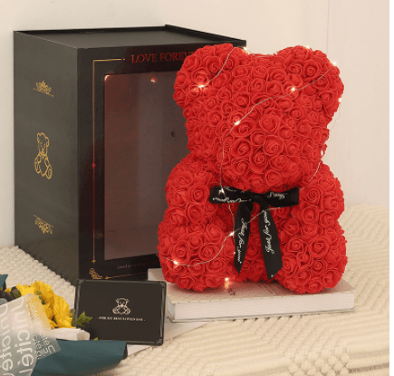 Valentine's Day Best Gift Rose Bear Eternal Flower Rose Teddy Bear 25cm - Amazitshop