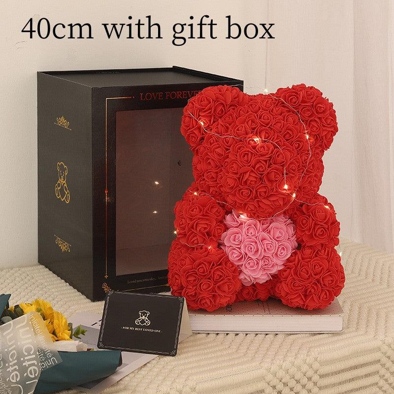 Valentine's Day Best Gift Rose Bear Eternal Flower Rose Teddy Bear 25cm - Amazitshop
