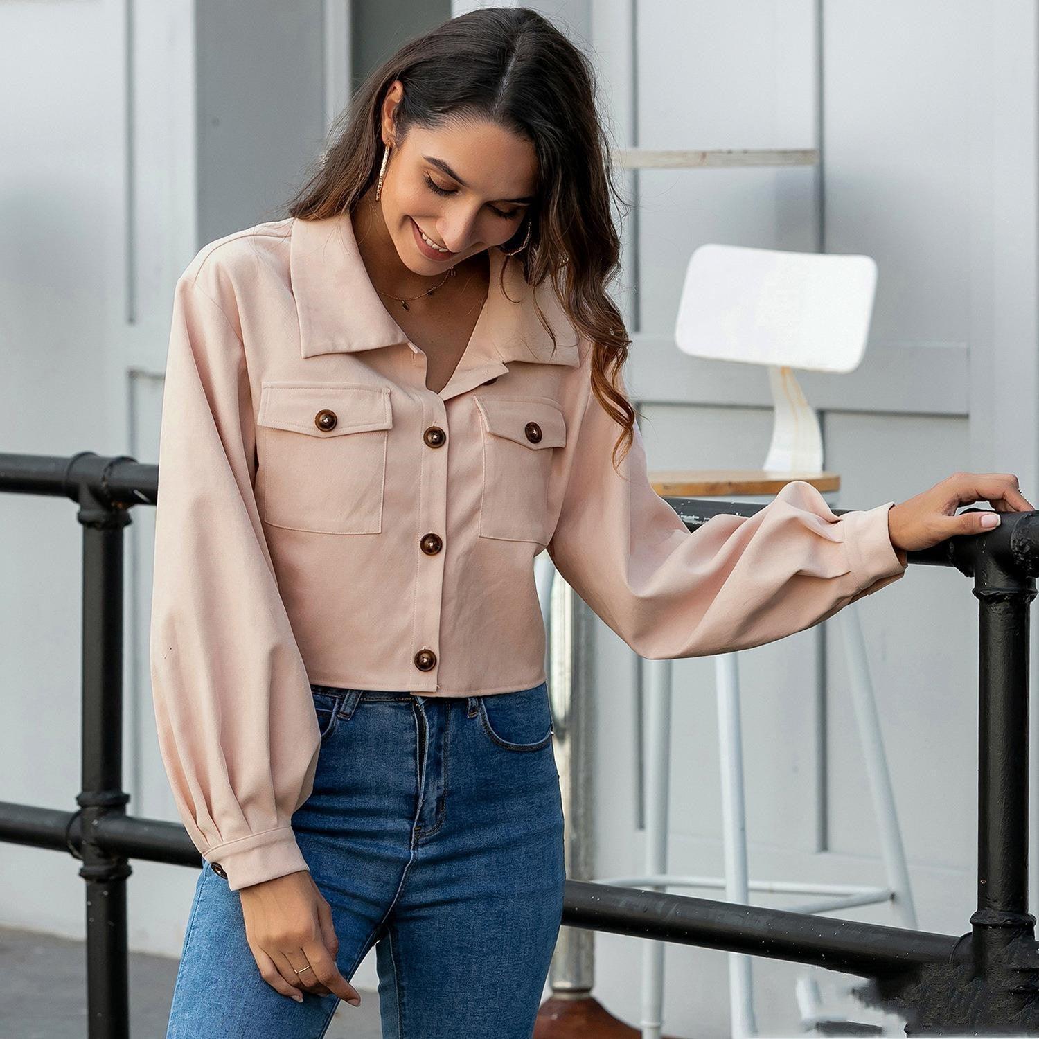 Women's Winter Jacket Thin Basic Front Black Red - Amazitshop