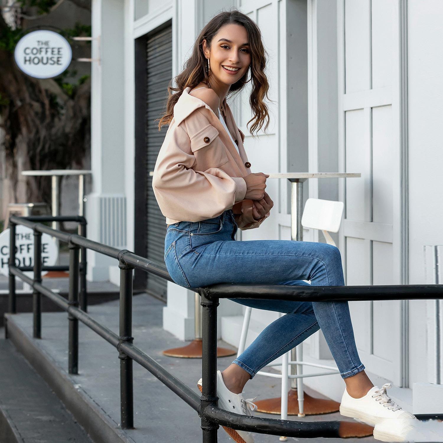 Women's Winter Jacket Thin Basic Front Black Red - Amazitshop