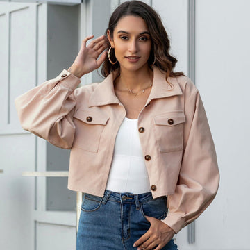 Women's Winter Jacket Thin Basic Front Black Red - Amazitshop